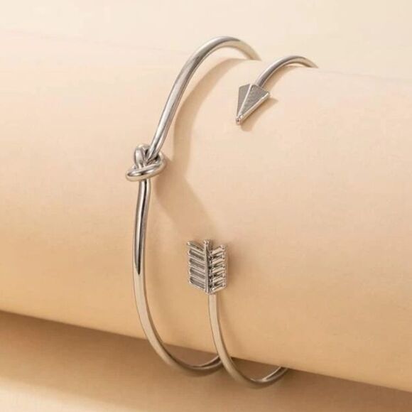 Bangle bracelets love knot arrow silver - Picture 1 of 3